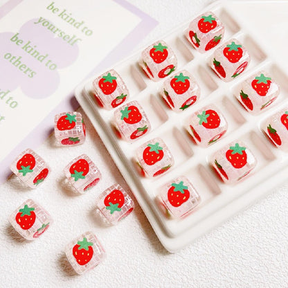 10pcs 14mm Fruit Square Transparent Acrylic Beads DIY Bracelet Making 14