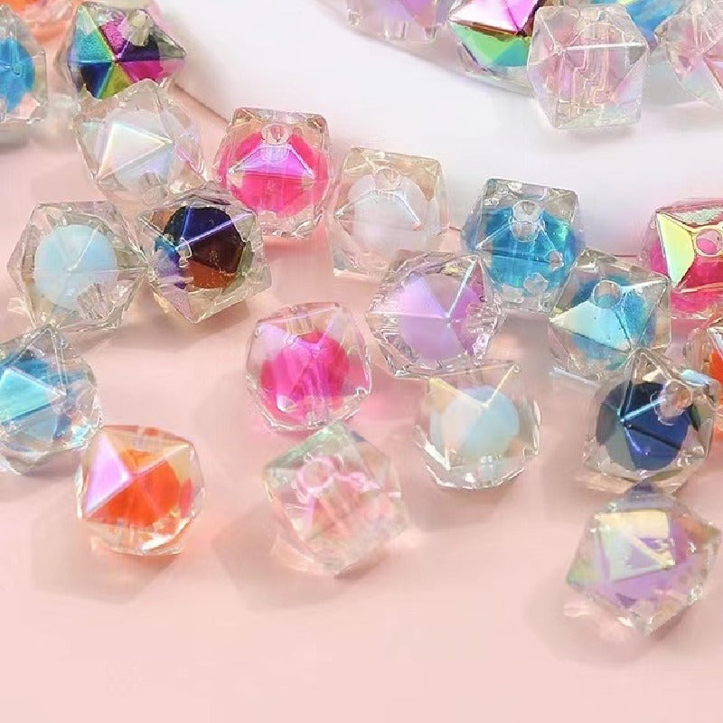 200pcs 16mm Diamond Acrylic Beads Transparent for Jewelry Making