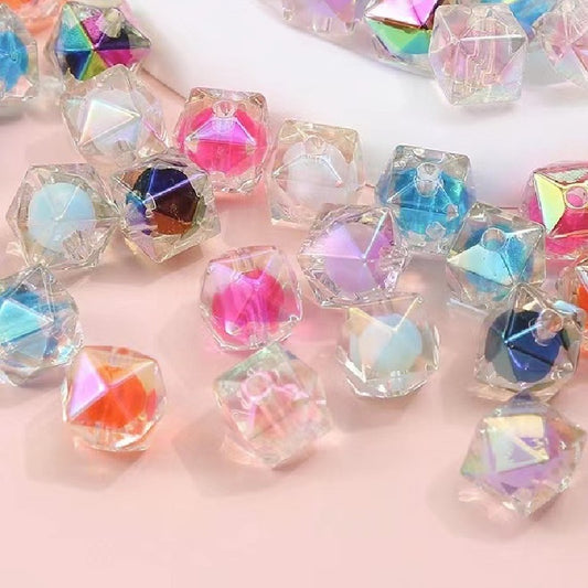 200pcs 16mm Diamond Acrylic Beads Transparent for Jewelry Making
