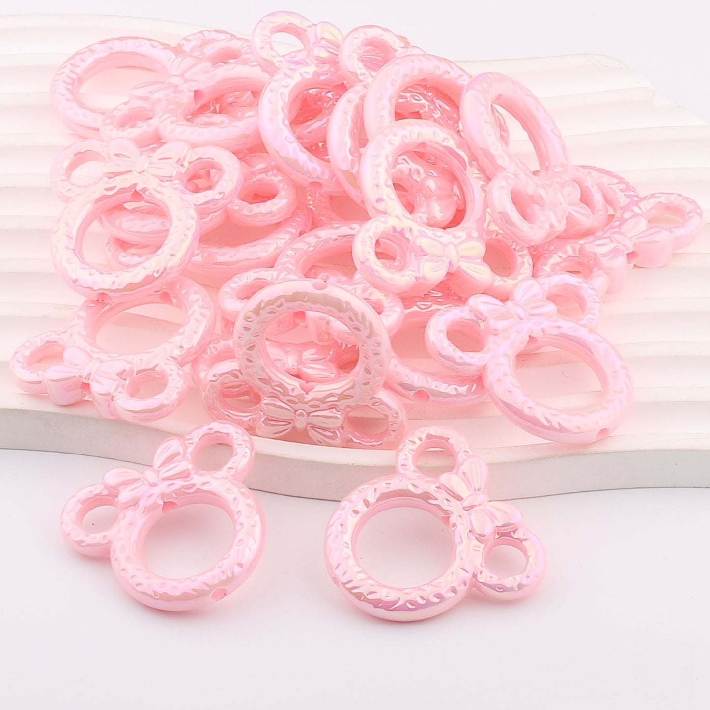 2Pcs 34x37mm Deep UV Color Plated Mickey Ring Head Acrylic Beads 16