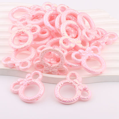 2Pcs 34x37mm Deep UV Color Plated Mickey Ring Head Acrylic Beads 16