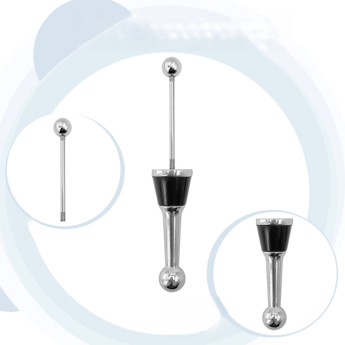3cm Ball Beadable Wine Stopper Aluminum Alloy DIY Craft Supplies 2