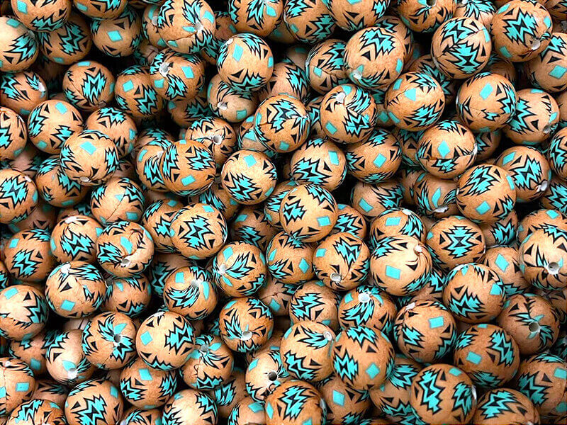 50pcs 15mm Pink Yellow Lightning Print Silicone Beads 2