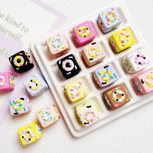 10pcs 16mm Cube Donut Acrylic Beads DIY Bracelet Making