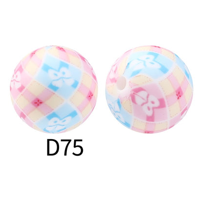 50pcs 15mm Rhombus Printed Silicone Beads Colorful Design 34