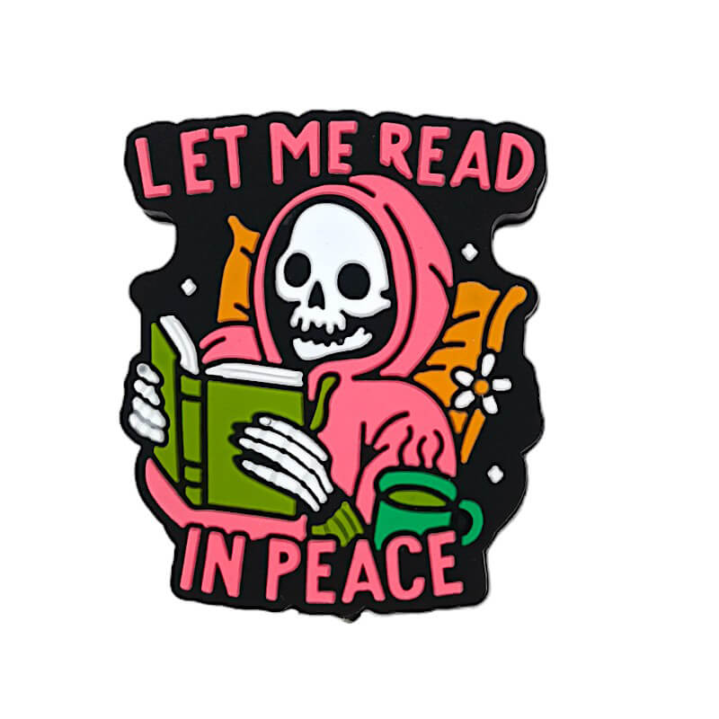 Silicone Focal Beads Skeleton Reading Book with Text Let Me Read in Peace