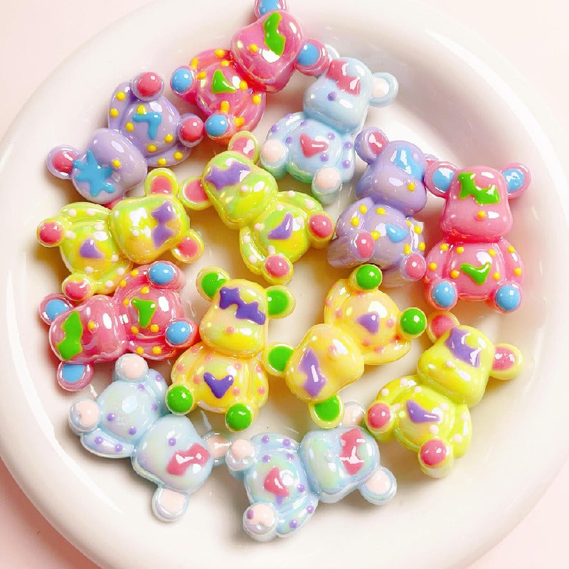 5pcs 22x32mm Light In the Dark Little Bear Acrylic Beads Glow in Dark 3