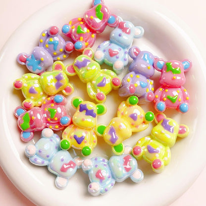 5pcs 22x32mm Light In the Dark Little Bear Acrylic Beads Glow in Dark 3