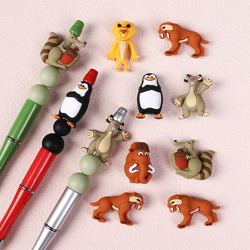 20Pcs Silicone 3D Focal Beads Penguin Animal Characters Set 7
