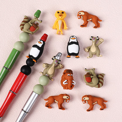 20Pcs Silicone 3D Focal Beads Penguin Animal Characters Set 7