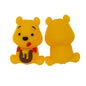Silicone 3D Focal Beads Yellow Bear Round Ears Holding Honey Pot