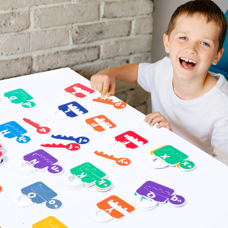 Wooden Montessori Toys Alphanumeric Unlock Pairing Educational Toy 2