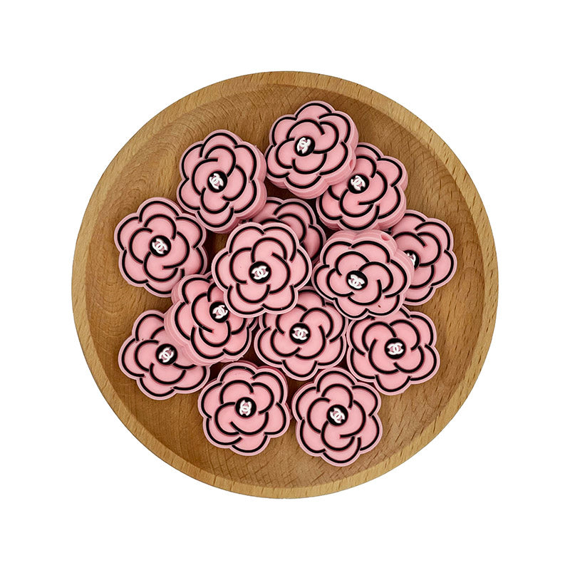 20pcs Silicone Focal Beads Peony Flower with Logo Center 2