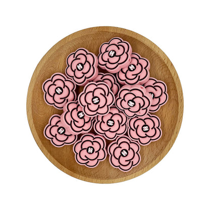 20pcs Silicone Focal Beads Peony Flower with Logo Center 2