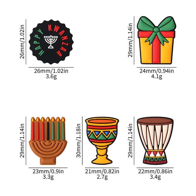 20Pcs Silicone Focal Beads Kwanza Festival Symbol Set 9