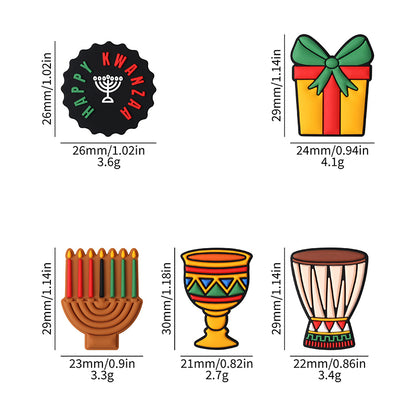 20Pcs Silicone Focal Beads Kwanza Festival Symbol Set 9