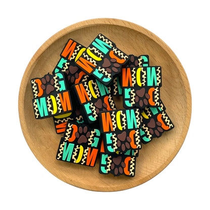 20pcs Silicone Focal Beads Dog MOM Paw Print Design 2