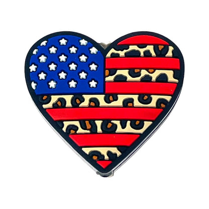 20pcs Silicone Focal Beads Independence Day US Heart Leopard Print