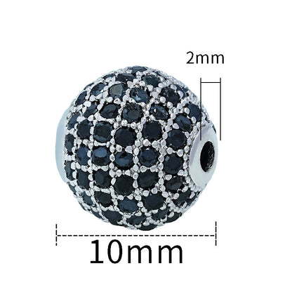 30pcs Fancy Zirconia Paved Brass Round Beads 10