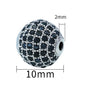 30pcs Fancy Zirconia Paved Brass Round Beads 10