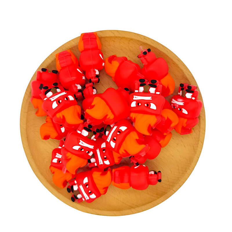 3D Silicone Focal Beads Red Angry Fireman Character Front Facing 2