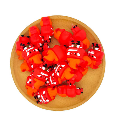 3D Silicone Focal Beads Red Angry Fireman Character Front Facing 2