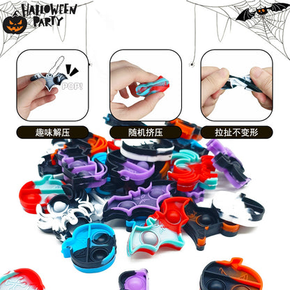 Silicone Pop It Fidget Toy Halloween Mini Keychain 3