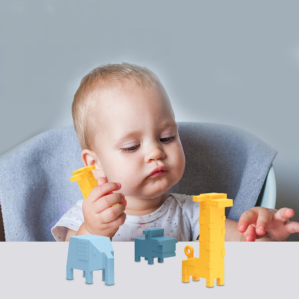 Animal Shape Silicone Teething Toy Baby Teether Set 2