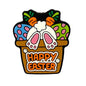 Silicone Focal Beads Happy Easter Rabbit Basket with Lettering