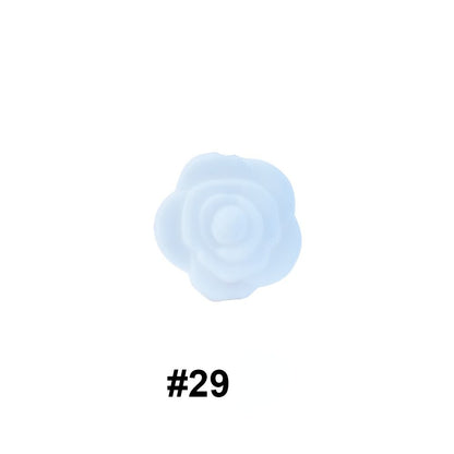 50pcs Silicone Focal Beads Rose Flower Double-Sided Design 19