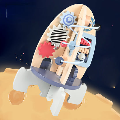 Wooden Space Rocket Bead Maze Educational Toy for Toddlers