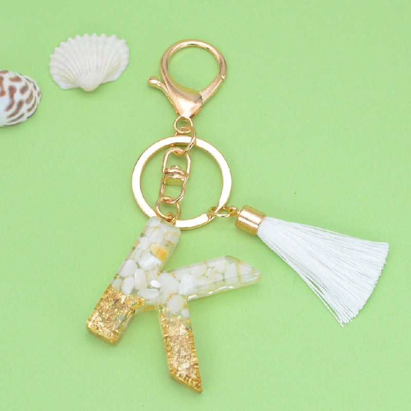 Tassel Letter Keychain A to Z Resin Initial Charm 14