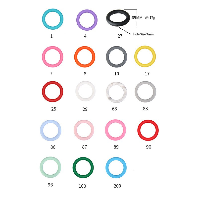65mm Silicone Beads Solid Color Round Rings
