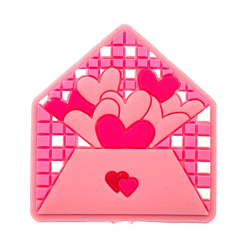 20pcs Silicone Focal Beads Valentine Heart Envelope with Hearts