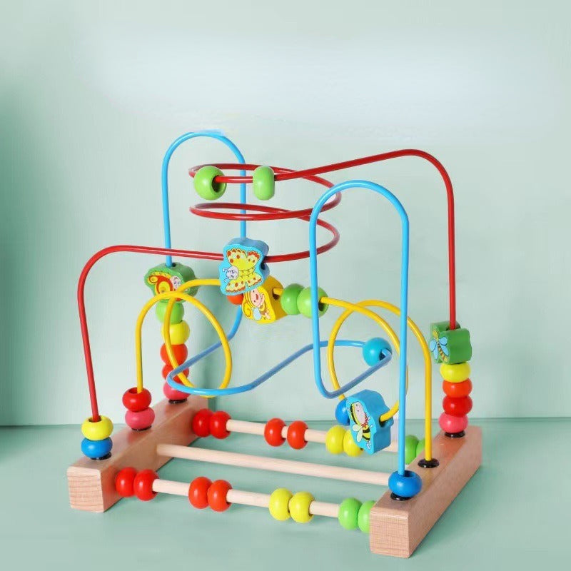 Wooden Bead Maze Educational Animal Fruit Activity Toy 2