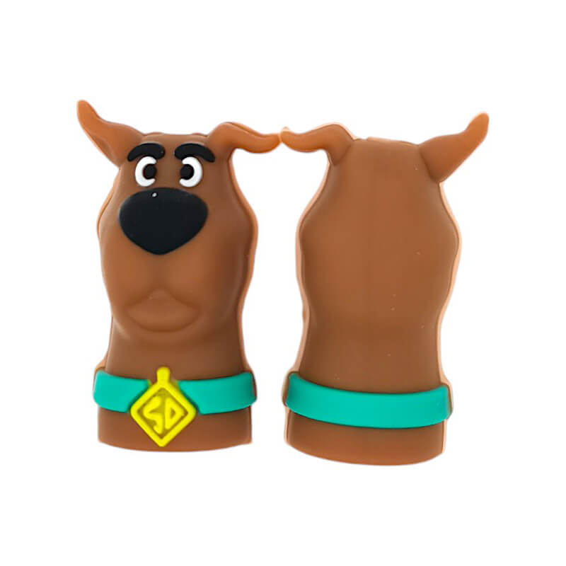 Silicone 3D Focal Beads Brown Dog Head with Collar Detail