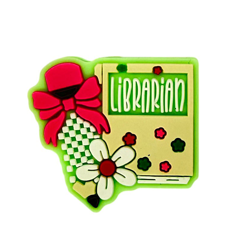 20Pcs Silicone Focal Beads Librarian Book Holding Flower Design 9