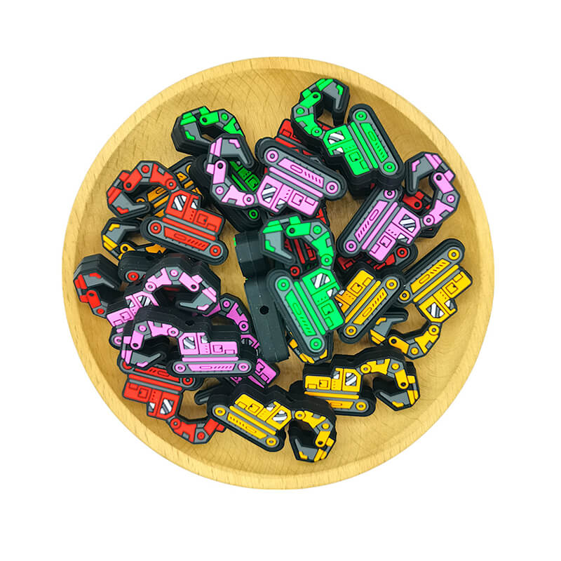 Silicone Focal Beads Four Color Excavator Side Profile 6