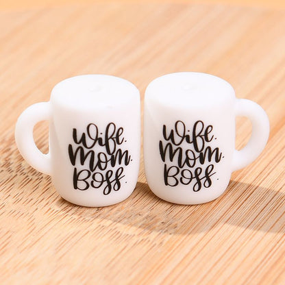 50pcs Silicone Focal Beads Cup Printed Design 6