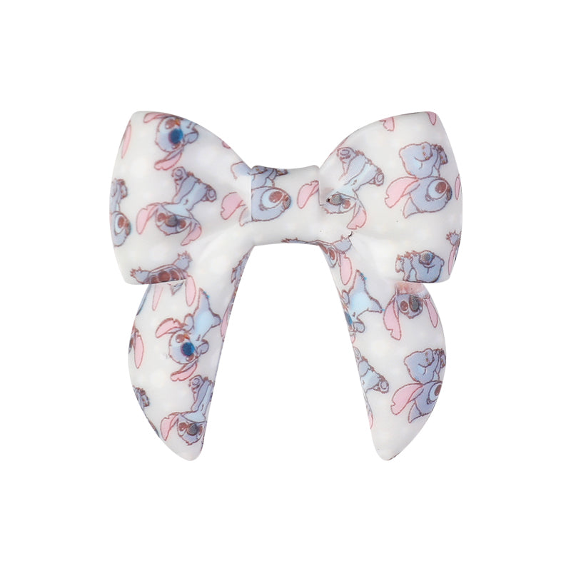 10Pcs Silicone 3D Focal Beads Colorful Bow Printed Shape 19