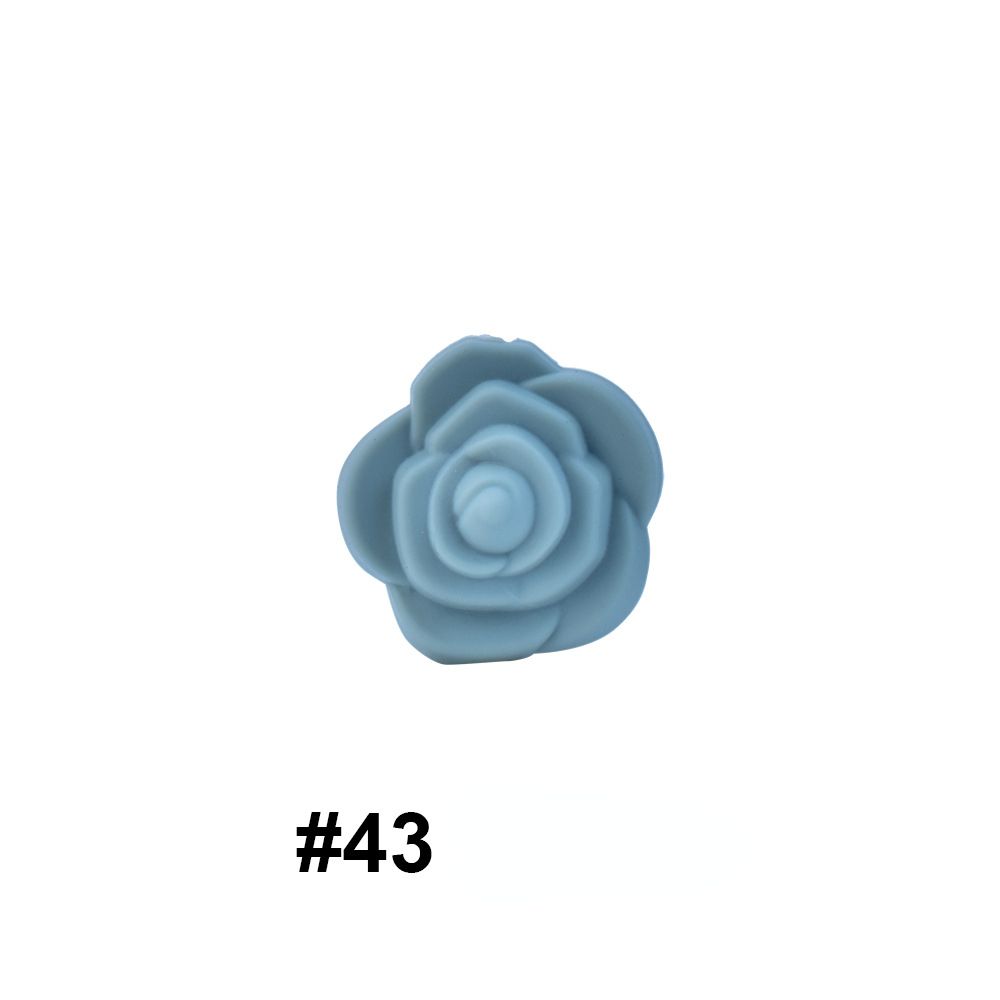 50pcs Silicone Focal Beads Rose Flower Double-Sided Design 22
