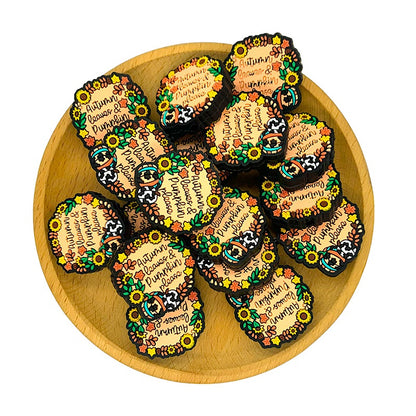 20pcs Silicone Focal Beads Autumn Leaves Pumpkin Please Text Center 2