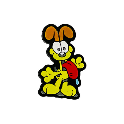 20pcs Silicone Focal Beads Yellow Dog Character Tongue Out Pose