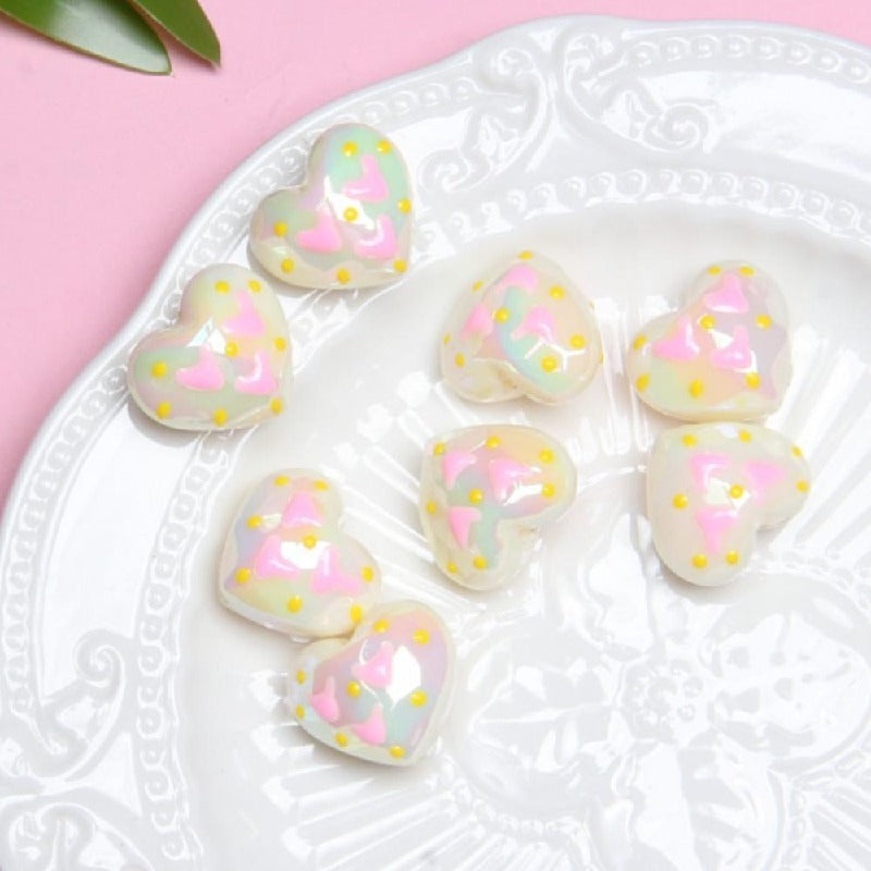 2pcs Light In The Dark Heart Acrylic Beads DIY Bracelet Making 10