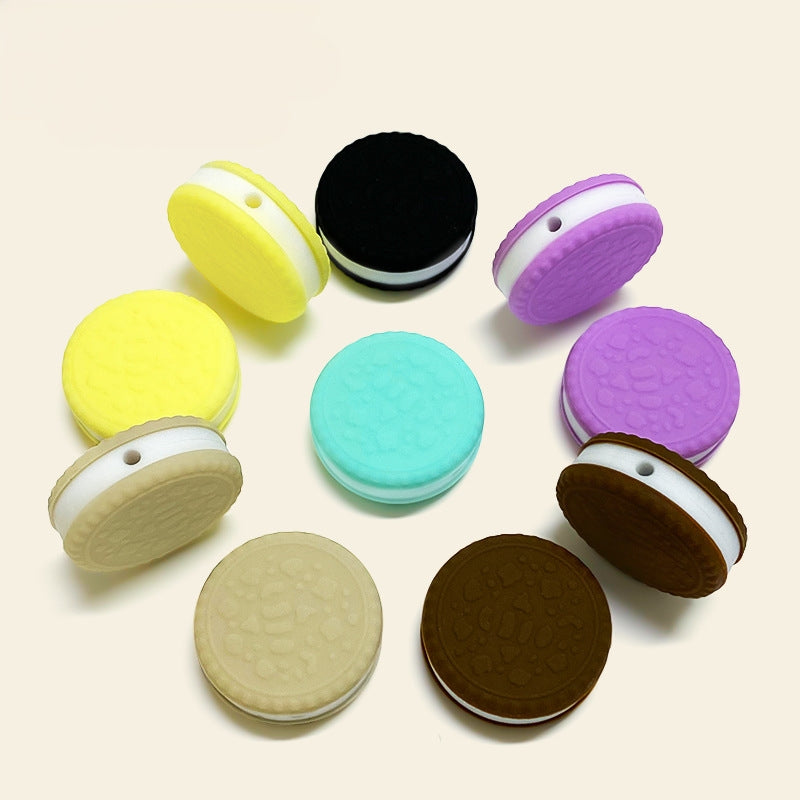 20Pcs Silicone 3D Focal Beads Macaron Sandwich Cookies With Hole