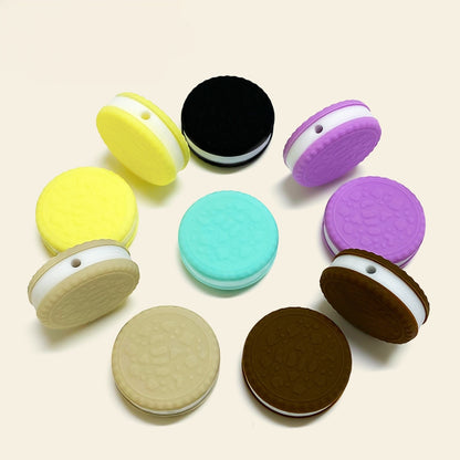 20Pcs Silicone 3D Focal Beads Macaron Sandwich Cookies With Hole