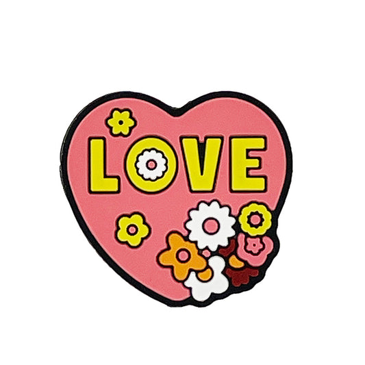 20pcs Silicone Focal Beads Love Heart with Flower Detail
