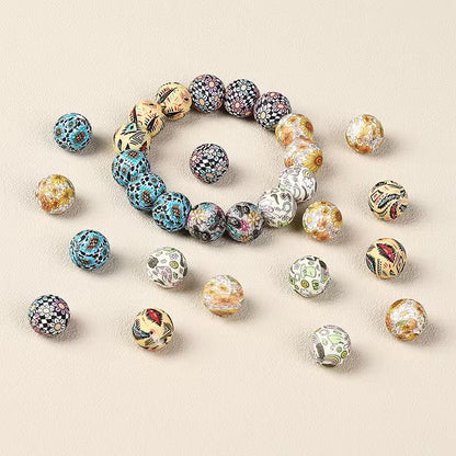 50pcs 15mm Rhombus Printed Silicone Beads Multi Color Design 5