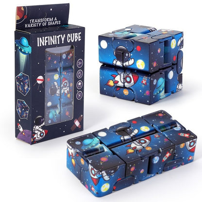 Plastic Infinity Cube Fidget Toy Starry Sky Astronaut Design