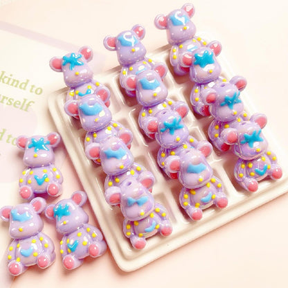 5pcs 22x32mm Light In the Dark Little Bear Acrylic Beads Glow in Dark 6